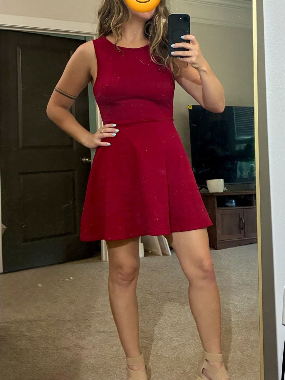 Forever 21 Sleeveless Burgundy Fit & Flare Dress